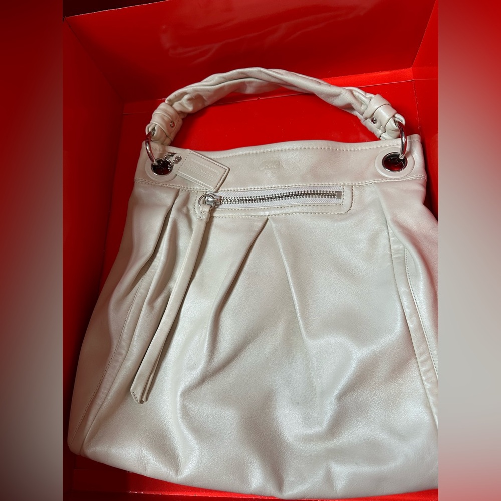 Coach leather beige/white hobo purse.